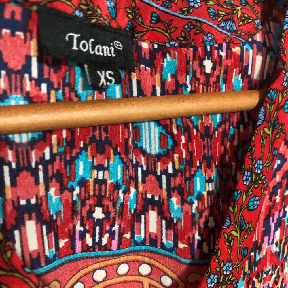Tolani‎ Aztec Print Silk High-Low Tunic - Picture 2 of 7